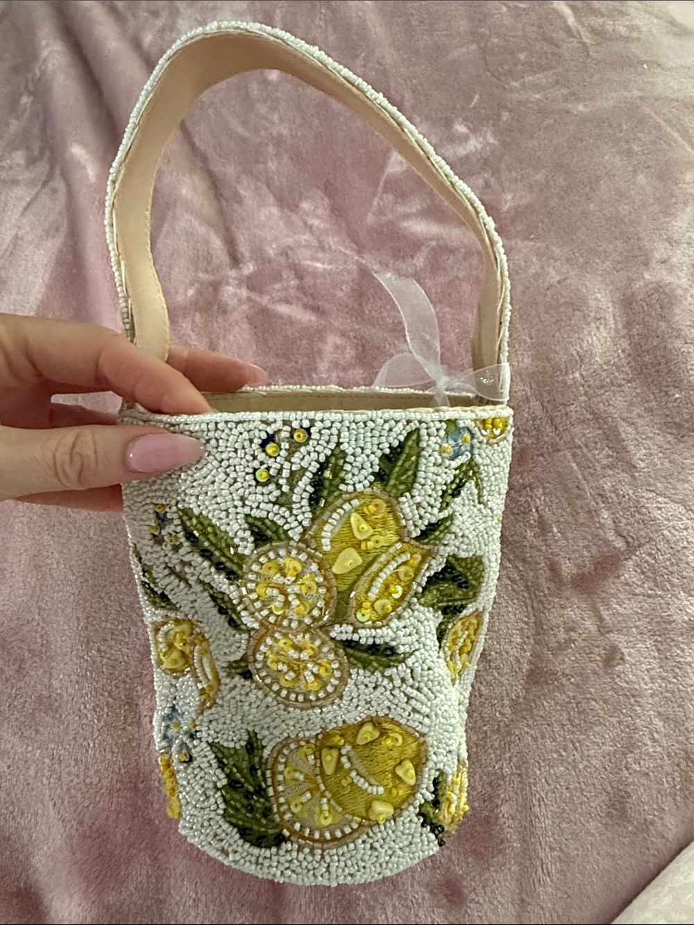 Bucket beaded bag lemons - Picture 7 of 7